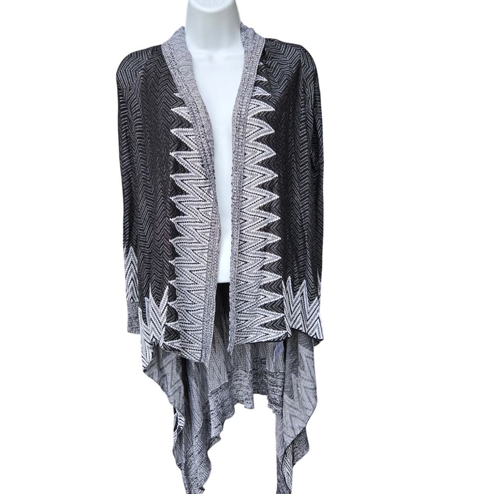 Takara Women Boho Whimsigoth Artsy Lagenlook Open Knit Sharkbite Hem Duster S